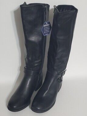 NWT Croft & Barrow Black Faux Leather Riding Boots Women's Size 8